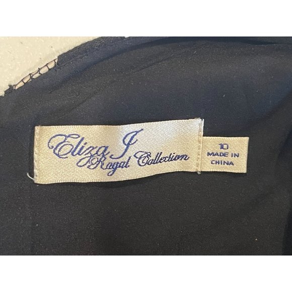 Eliza J Womens Lace Sheath Dress EJ2M2743 Back V Round Neck Black Cream Size 10 - Picture 8 of 11